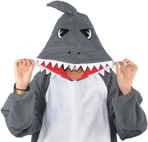 Vista 4 de Pijama mameluco de tiburón para mujer, disfraz de tiburón