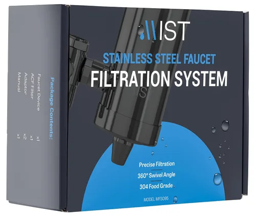 Vista 3 de Mist - Filtro de agua para fregadero, filtro de grifo, acero inoxidable, capacidad de 320 gl, reduce el metal pesado, filtro de agua certificado