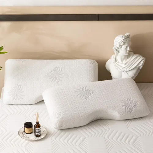 Vista 3 de EGOHOME Almohada cervical para el cuello, almohada de espuma viscoelástica de aloe vera, 30 x 16 pulgadas Side Sleeper Pillow for Sleeping