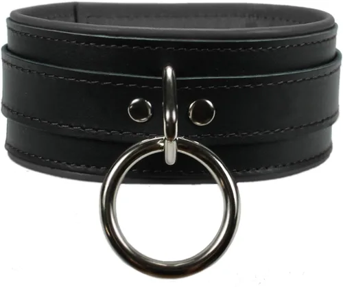 Vista 5 de Madison Collar O-Ring Superior Latigo Cuero Suave Cordero Hecho A Mano Elegante Collar Acolchado, Violeta oscuro