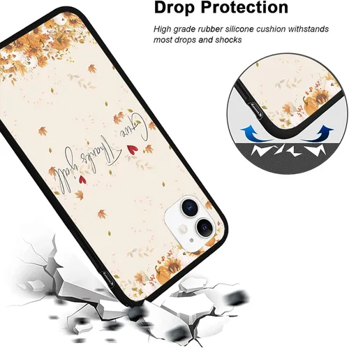 Vista 3 de Funda de silicona compatible con iPhone 13 Pro de 6.1 pulgadas, con citas de cosecha de otoño de Acción de Gracias, girasol, calabaza, funda