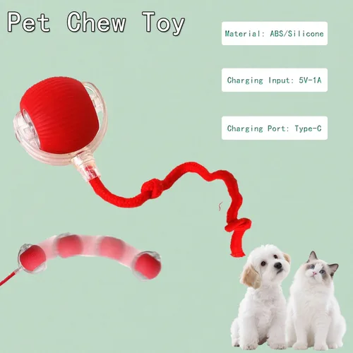 Vista 2 de Juego de juguetes interactivos para gatos, bola inteligente de persecución de 3 modos con puntero de luz roja de 5 LED, carga rápida USB