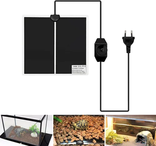 Vista 4 de Hamiledyi Almohadilla térmica de reptiles de 14 W, 2 unidades, calentador con ajuste de control de temperatura debajo del tanque de 11 x 11