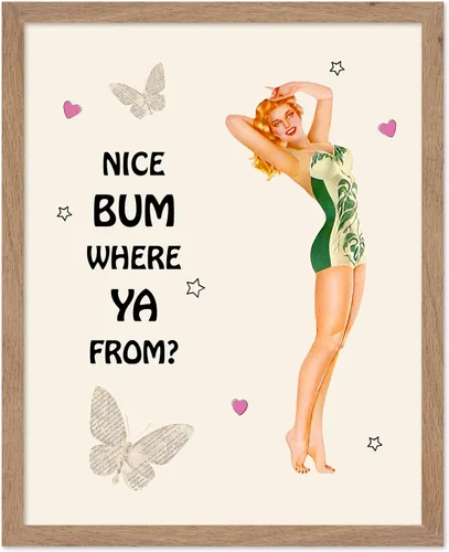 Vista 90 de Poster Master Pin Up Girl Poster - Better Late Than Ugly Print - Butterfly Art - Modern Art - Trendy Art - Gift for Men & Women - Funny Decor for