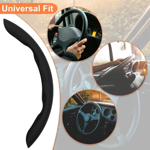 Vista 7 de Funda de cuero de napa para volante, 15 pulgadas, color negro, 3