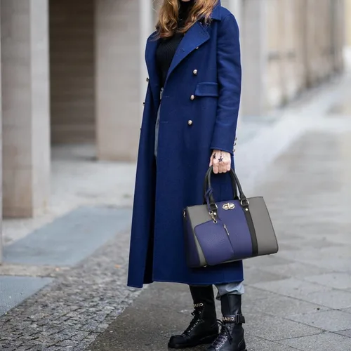 Vista 2 de Dasein Bolso de mano de moda de dos tonos para mujer, con asa superior, bolso de hombro con correa a juego