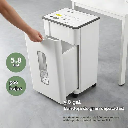 Vista 6 de Wingwise Trituradora de papel de alimentación automática de 60 hojas para blanco: 40 minutos de tiempo de ejecución