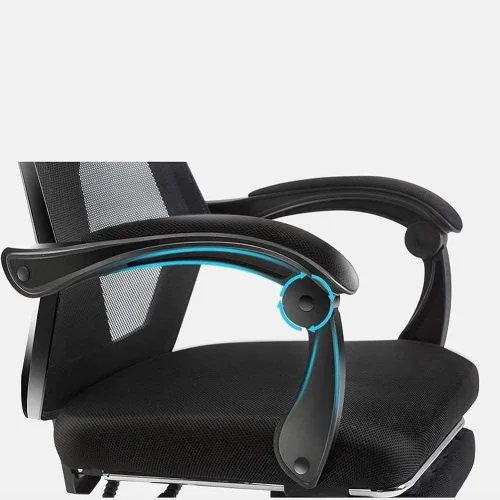 Vista 3 de Silla de oficina ergonómica ajustable con soporte lumbar y ruedas de respaldo alto con cojín de asiento grueso de malla transpirable