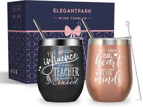 Vista 11 de ELEGANTPARK Regalos para profesoras para mujeres, taza de profesora de parte de estudiantes y profesores, regalos de agradecimiento para graduación
