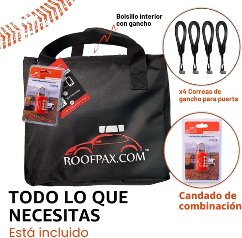 Vista 6 de RoofPax Bolsa de transporte de carga extra impermeable para techo de 15 cft, doble cremallera resistente a la intemperie, alfombrilla integrada, 10