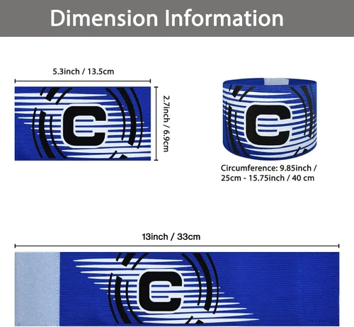 Vista 3 de Sports Captain C Armband - Brazalete elástico unisex para capitán de fútbol, ajustable, para jugadores de fútbol al aire libre, para jóvenes