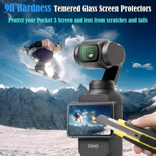 Vista 2 de PCTC Paquete de 6 protectores de pantalla para DJI Osmo Pocket 4/3, vidrio templado de dureza 9H + protector de lente para accesorios DJI Pocket