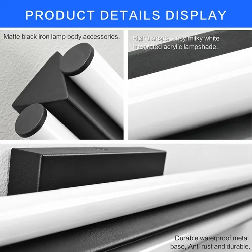 Vista 4 de SOLFART Lámpara de baño negra mate, barra de luz de tocador de 32 pulgadas, luces LED para espejo, luces LED para espejo, luz negra de tocador