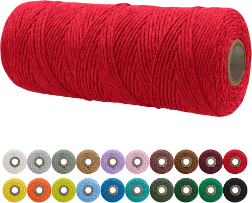 Vista 111 de JeogYong Cordón de macramé de un solo hilo 3 mm x 109 yardas (328 pies) Cuerda de algodón suave Hilo de macramé de 3 mm, suministros de macramé