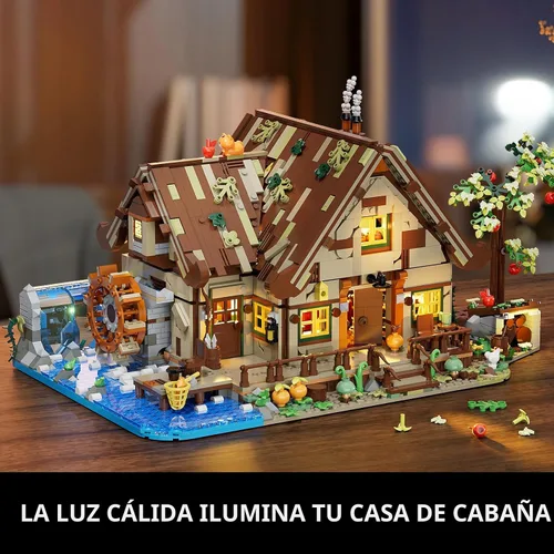 Vista 7 de INSOON Juego de construcción de cabañas de madera con luces para adultos