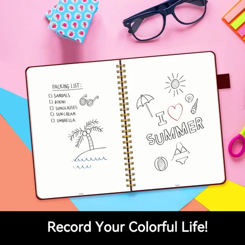 Vista 3 de Alltree Cuaderno de cuadrícula de puntos en espiral, cuaderno de papel punteado para el trabajo, tamaño mediano A5, cuaderno en espiral con lazo