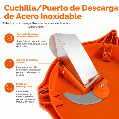 Vista 5 de CLIVIA Picador de verduras, cortador de verduras resistente con hoja de acero inoxidable, máquina cortadora de alimentos de manivela para papas