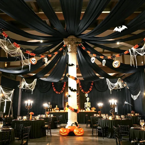 Vista 16 de Cortina de techo beige de 20 x 40 pies para bodas, 4 paneles sin arrugas, 40 pies de largo, cortinas drapeadas para bodas, cumpleaños y fiestas