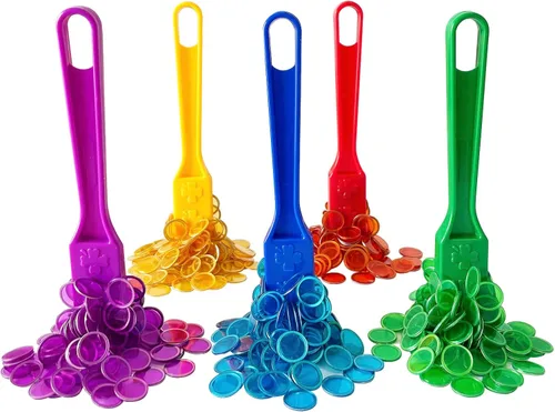 Vista 6 de Yuanhe Juego de fichas de bingo magnéticas, varitas magnéticas de 5 colores con 500 fichas de metal para contar y clasificar, actividades educativas