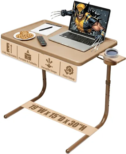 Vista 14 de Table-Mate Bandeja/mesa de TV Escritorio portátil plegable para cenar, bandejas de mesa de sofá para comer bocadillos, escritorio portátil
