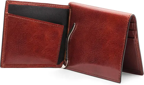 Vista 3 de Bosca Clip de cuero para hombre con bolsillo, Marrón oscuro