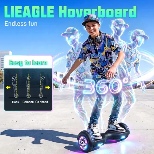 Vista 2 de LIEAGLE Hoverboard, All-Terrain Self-Balancing Scooter All Age Groups 01—6.5" Negro