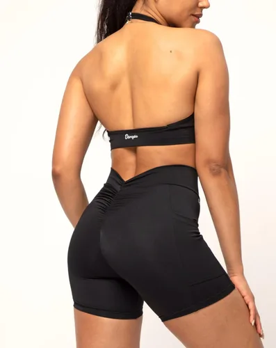 Vista 3 de Danysu Pantalones cortos de entrenamiento con corte en V, pantalones cortos de entrenamiento de cintura alta, pantalones deportivos para gimnasio