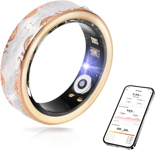 Vista 9 de Anillo inteligente para mujeres y hombres, rastreador de salud y fitness con frecuencia cardíaca, monitor de sueño, oxígeno en sangre, HRV, 128