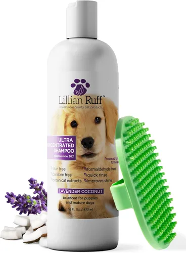 Vista 8 de Lillian Ruff PRO Formula Champú Ultra Concentrado para Perros – Hace 4 Galones/30 Botellas, Dilución 30:1, Champú Profesional para Mascotas