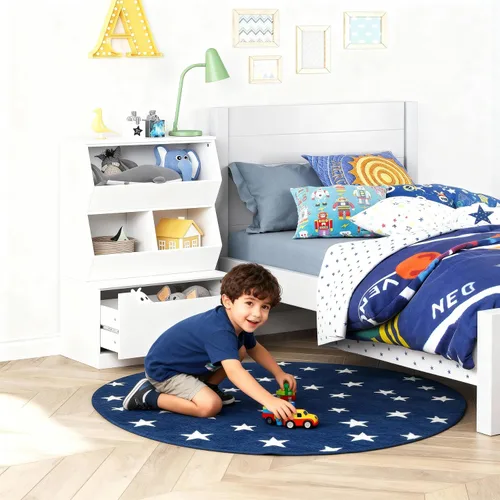 Vista 2 de UTEX Organizador de almacenamiento de juguetes para niños, estantería para niños y estantería con cajón, compartimento de almacenamiento abierto