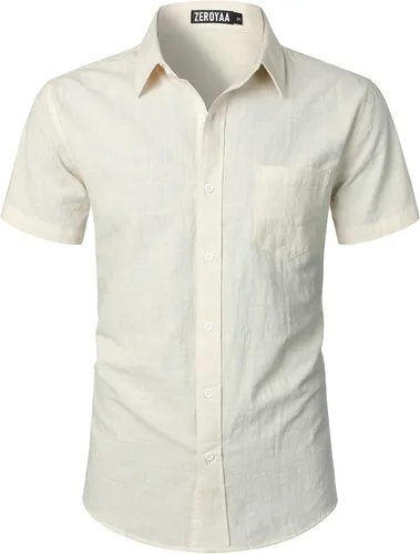 Vista 19 de ZEROYAA Camisas casuales de algodón ligero con botones para hombre aguamarina (Aqua Sky)