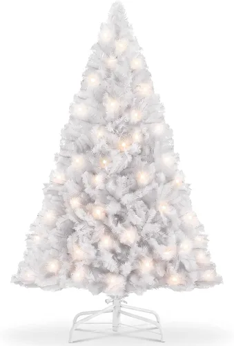 Vista 17 de Árbol de Navidad flocado de nieve preiluminado de 4.5 pies con Flocado-multi