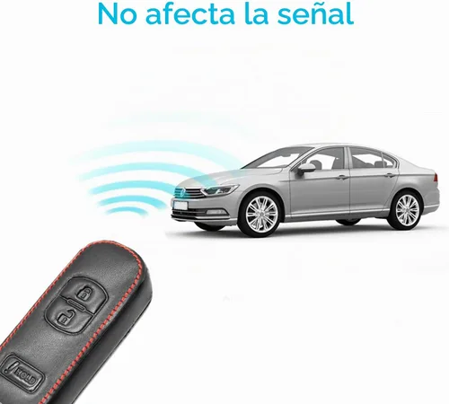 Vista 3 de MECHCOS Compatible con Mazda 3 6 CX-5 9 3 Botones Funda de Cuero para Control Remoto Llavero de Entrada sin Llave Bolsa de Protección Funda