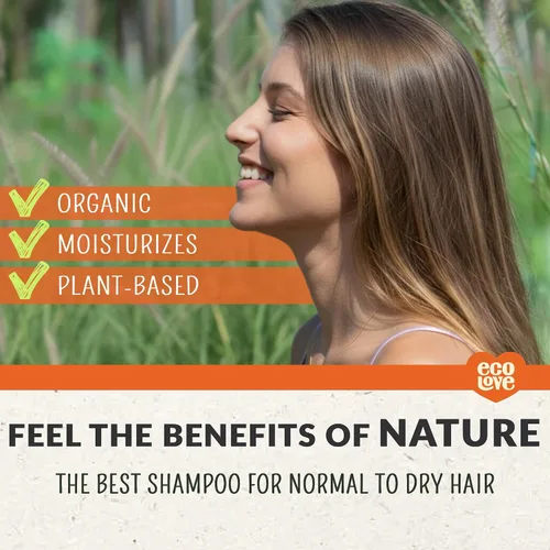 Vista 3 de ecoLove - Champú natural, sin lauril sulfato de sodio, vegano y libre de crueldad, champú seco natural para mujeres, zanahoria y calabaza orgánicas