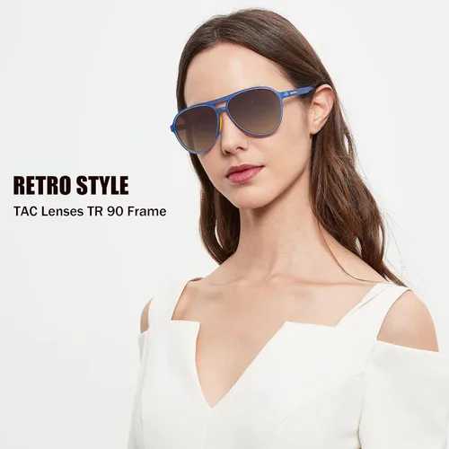 Vista 2 de Gafas de sol ligeras TAC polarizadas clásicas vintage retro de los años 70 marco TR-90 para mujeres y hombres protección UV 400