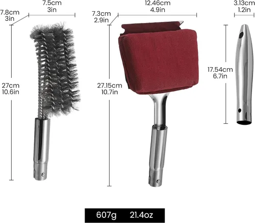 Vista 2 de Kit de limpieza de cepillo de parrilla de acero inoxidable fácil gourmet, raspador cambiable Durable Grill Brush and Griddle Scraper Combo with