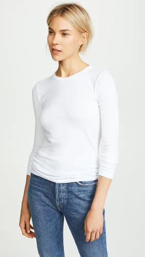 Vista 2 de Enza Costa Essential Supima - Camiseta de manga larga con cuello redondo para mujer