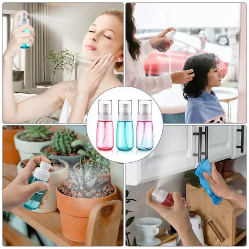 Vista 6 de Cosywell Botella de spray de viaje aprobada por la TSA de 2oz 60ml, paquete de 3, a prueba de fugas, nebulización fina, botella de spray de plástico