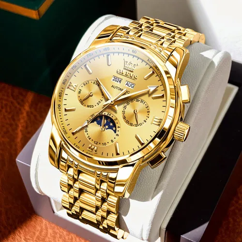 Vista 9 de OLEVS Relojes automáticos para hombre, esqueleto mecánico, de lujo, a la moda, reloj de pulsera luminoso impermeable