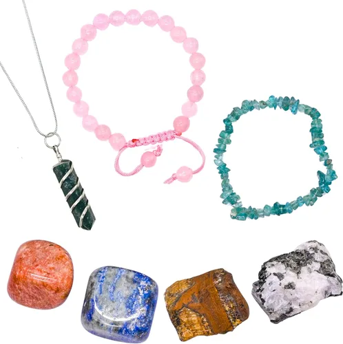 Vista 24 de Amazing Gemstone Aquarius Gifts - Kit de cristal del zodiaco para mujeres y hombres, juego de piedras curativas de lepidolita, pulseras de granate