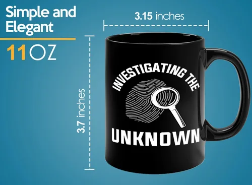 Vista 6 de Taza de café detective de 11 onzas, color negro - Investigando lo desconocido - Oficial de policía policía patrulla detective sheriff aplicación