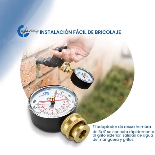 Vista 3 de Medidor de prueba de presión de agua de 2-1/2 pulgadas, 0-200 PSI, puntero máximo rojo, rosca de manguera hembra de 3/4 pulgadas, funda resistente a