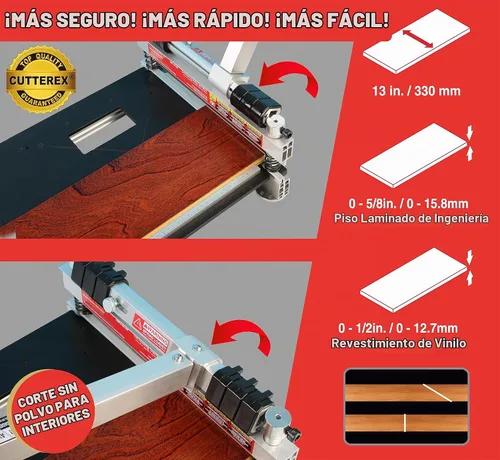 Vista 4 de CUTTEREX Heavy Duty 13" profesional cortador de piso de vinilo, pisos multicapa, parquet, paneles de pared de fibrocemento, base cóncava de goma
