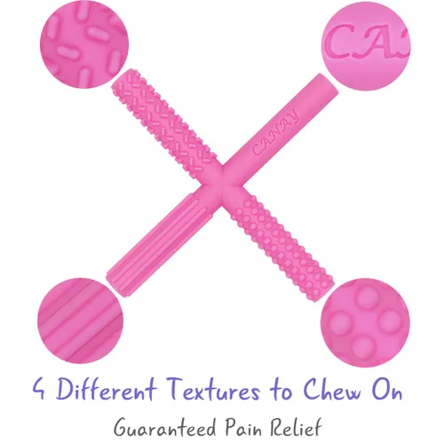 Vista 3 de X Hollow - Tubos mordedores con 3 texturas, juguetes de dentición para bebés de 0 a 6 meses, 6 a 12 meses, sin BPA, seguro para congelador