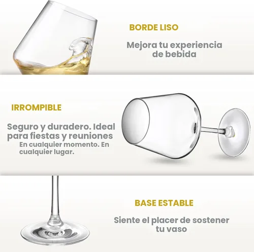 Vista 4 de Hlukana Juego de 6 copas de vino irrompibles de plástico de 16 onzas con tallo, sin BPA, copas de vino reutilizables para piscina, al aire libre