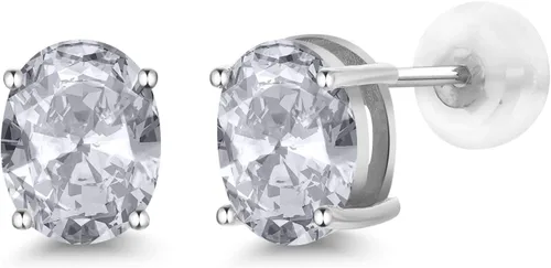 Vista 5 de Gem Stone King Aretes de oro de 14 quilates con piedra natal ovalada de 0.315 x 0.236 in Aretes de oro para mujer