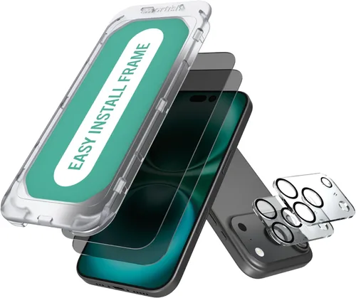 Vista 29 de Smartish® Protector de pantalla de privacidad para iPhone 17 + Cubiertas para lentes de cámara - Tuff Sheet - Paquete de 2 vidrio templado