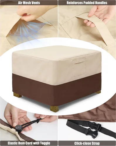 Vista 4 de Vailge - Funda de taburete para patio, impermeable, resistente, con asas acolchadas; ideal como cubierta para mesa auxiliar de patio, cubierta