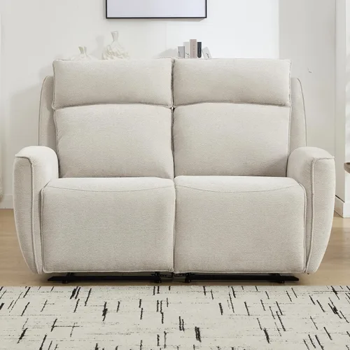 Vista 7 de INZOY Sillón reclinable manual de dos plazas, sofá reclinable de pared 2 asientos, juego de sofá reclinable de tela de chenilla, silla reclinable