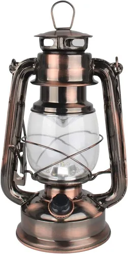Vista 10 de Linterna vintage LED para huracanes, luz blanca cálida operada con batería, metal antiguo colgante con regulador de intensidad, 15 LEDs, 150 lúmenes